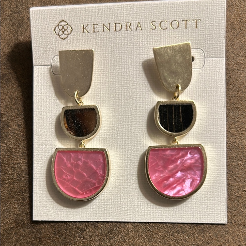 Kendra Scott Pink and Gold Drop Earrings